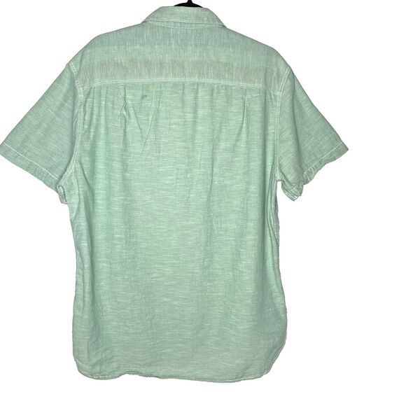 AMERICAN REPUBLIC Shirt Button Short Sleeve Lightweight 100% Cotton Mens L Green - Picture 2 of 6